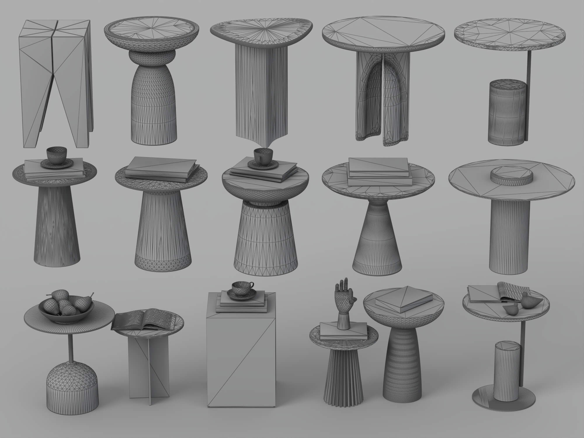 Modern Side Table Collection With Decorative Accents 3D Model