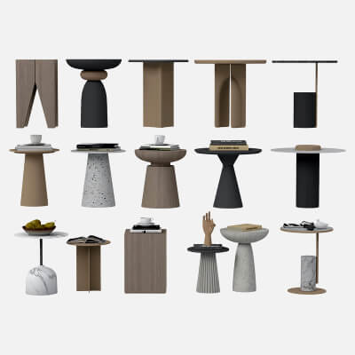Modern Side Table Collection With Decorative Accents 3D Model