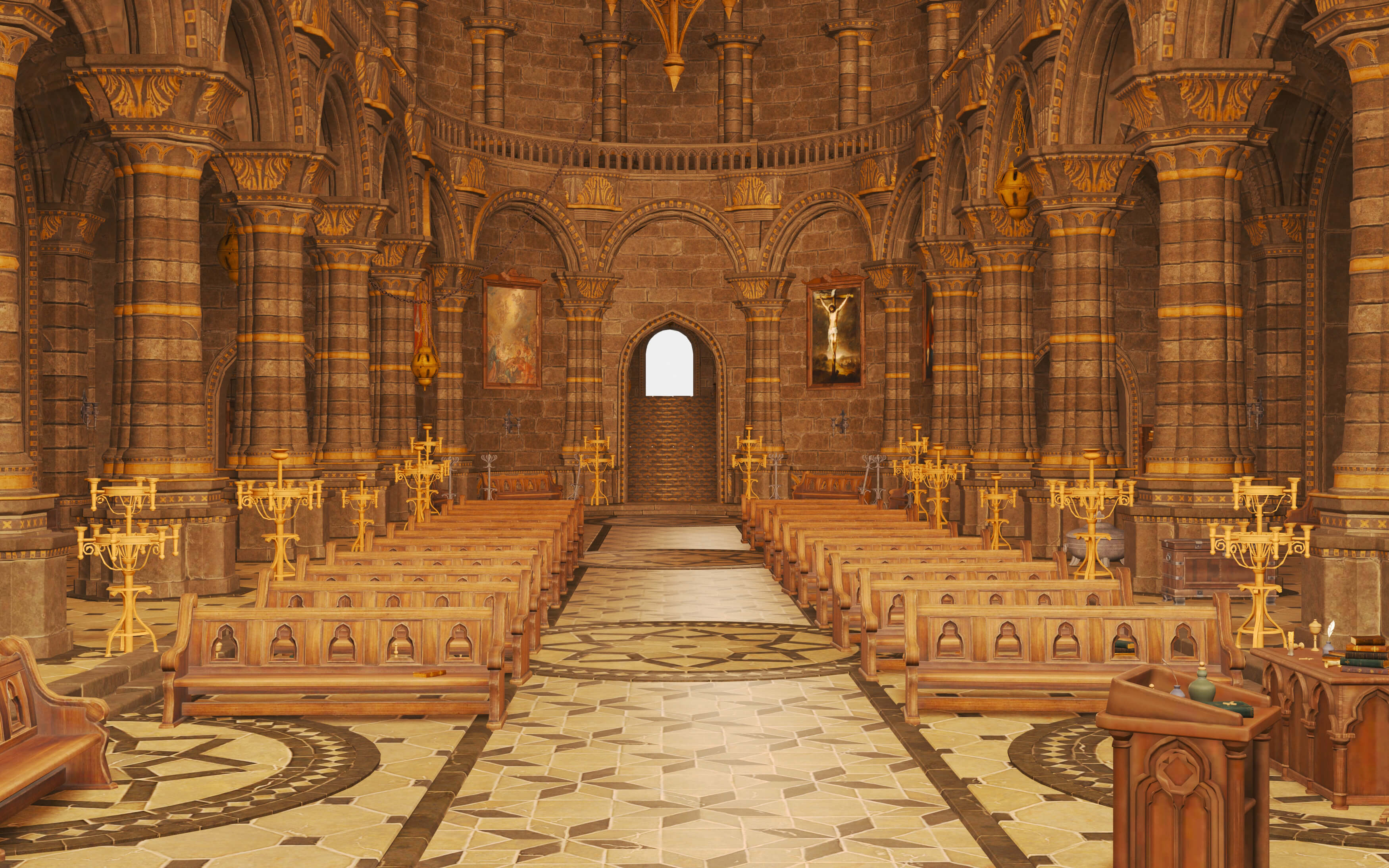 Church Interior 3D Model