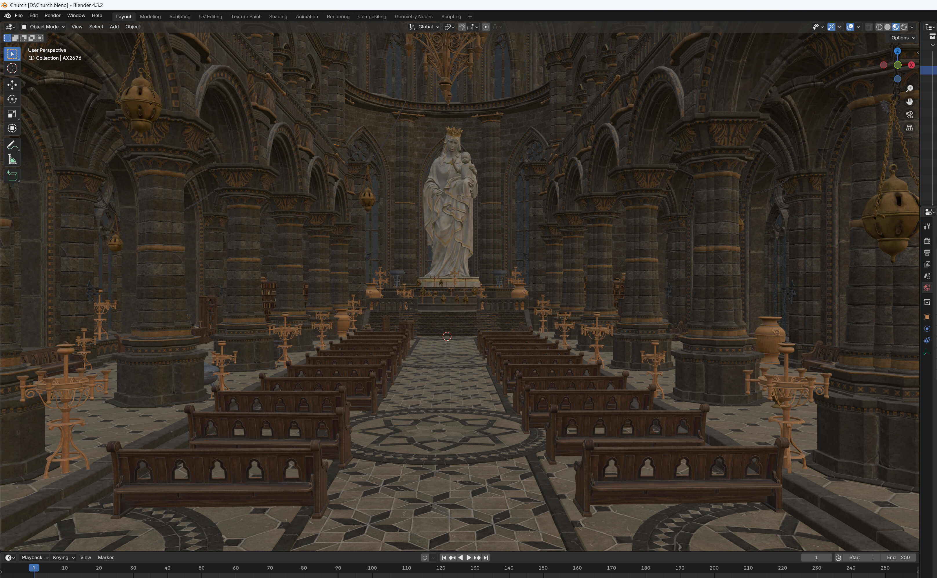 Church Interior 3D Model