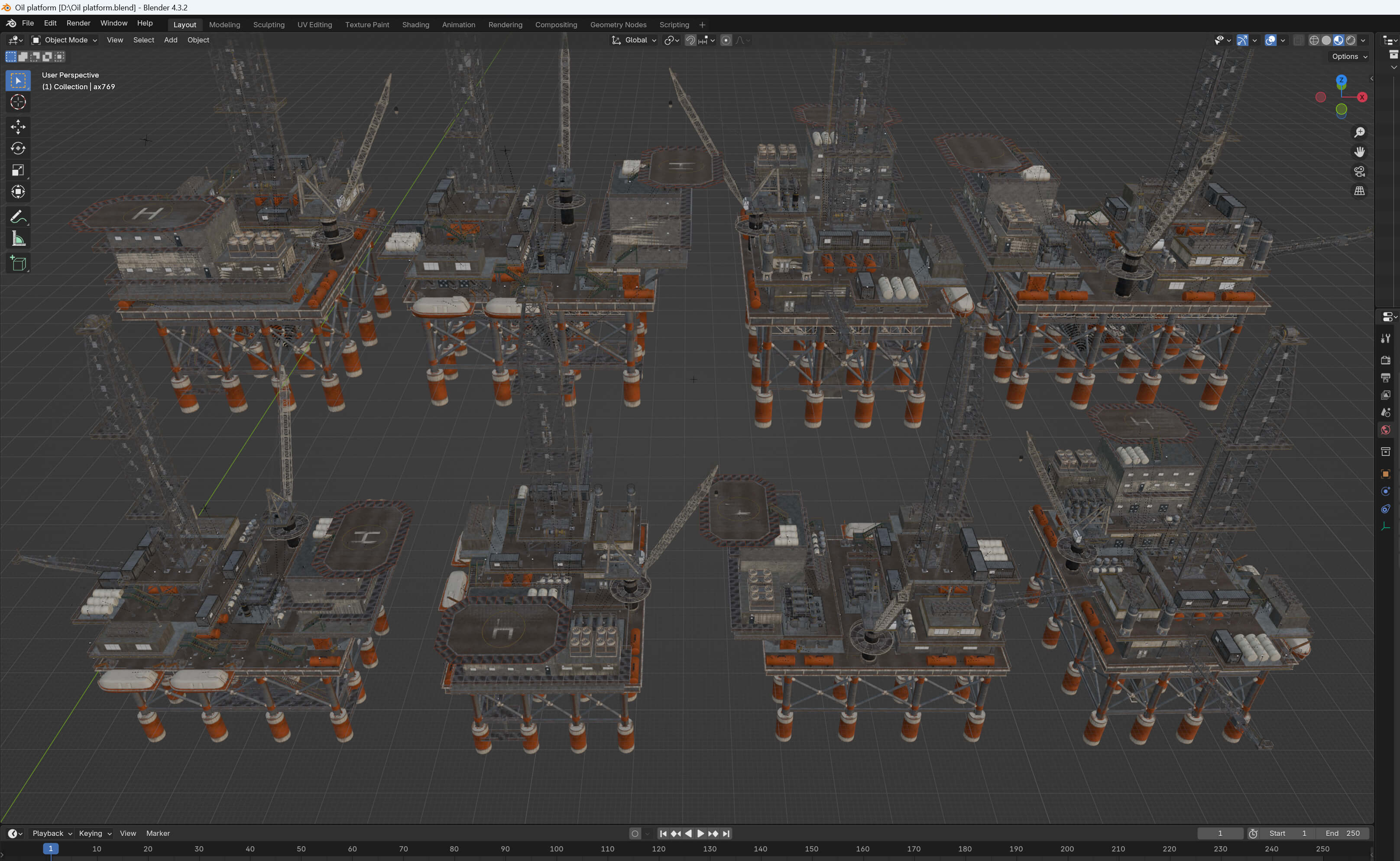 Oil Rig Platform 3D Model