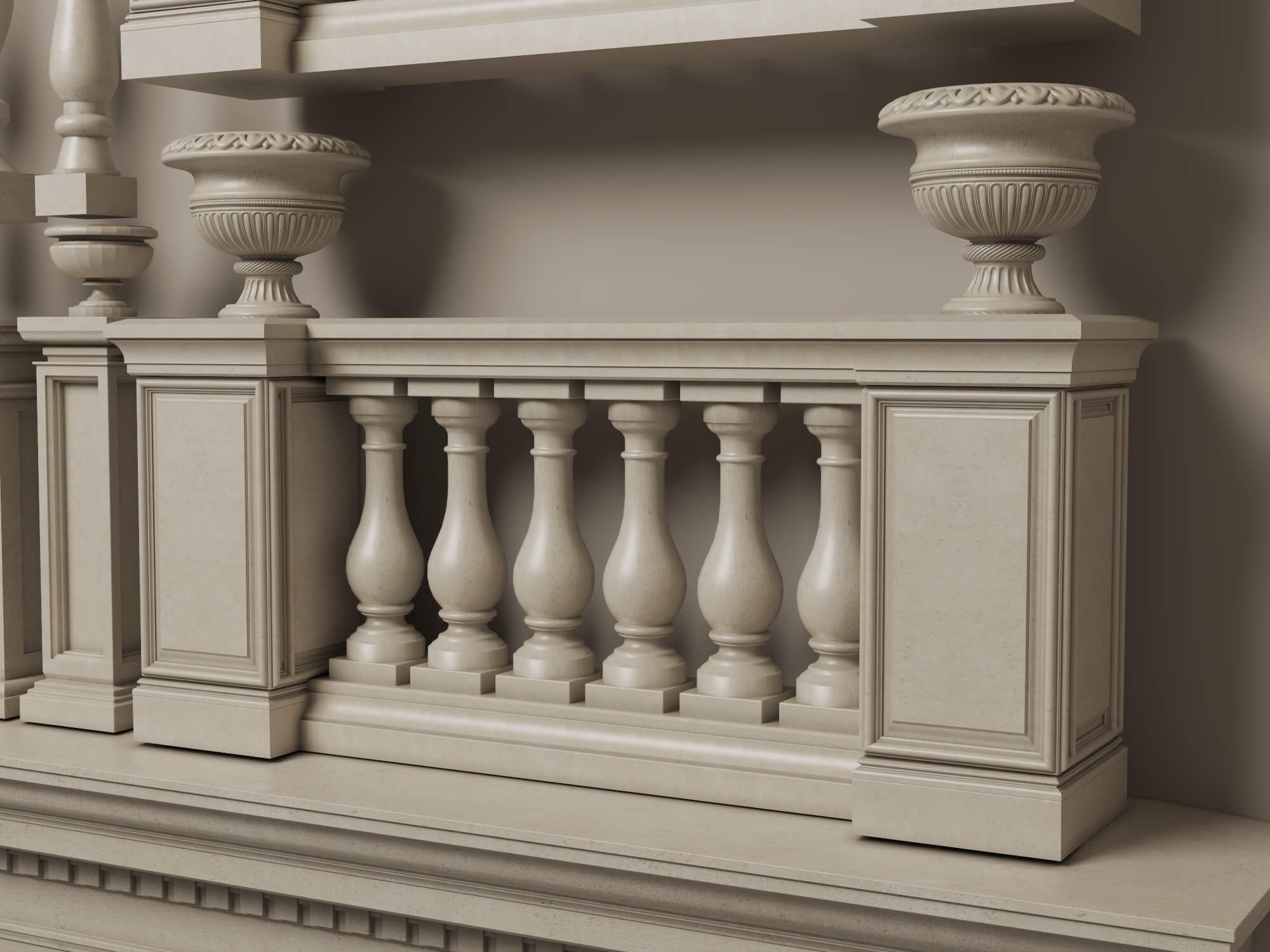 Classical Balusters and Railing Collection 3D Model
