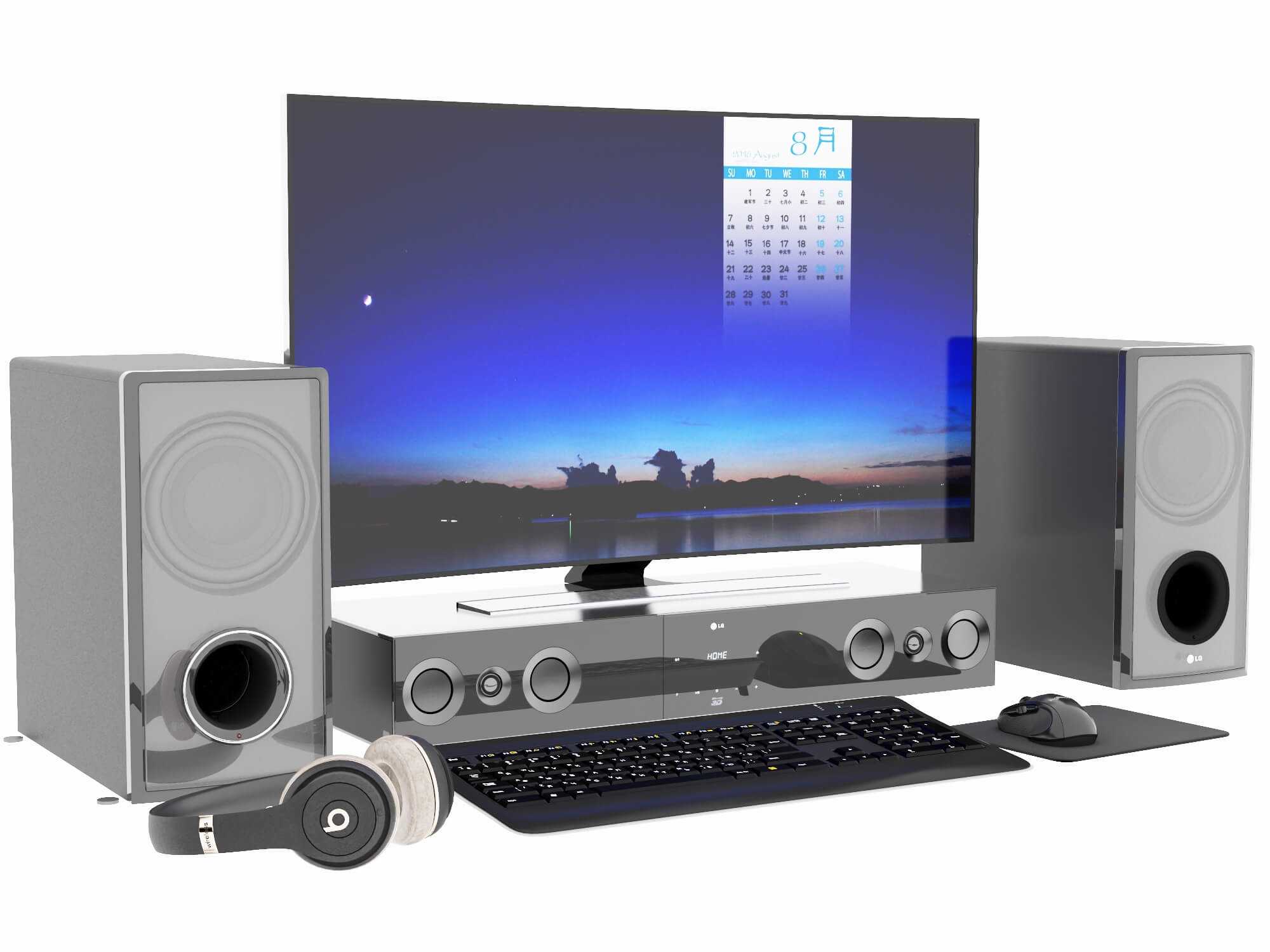 Computer Desk Setups Collection Gaming and Office 3D Model