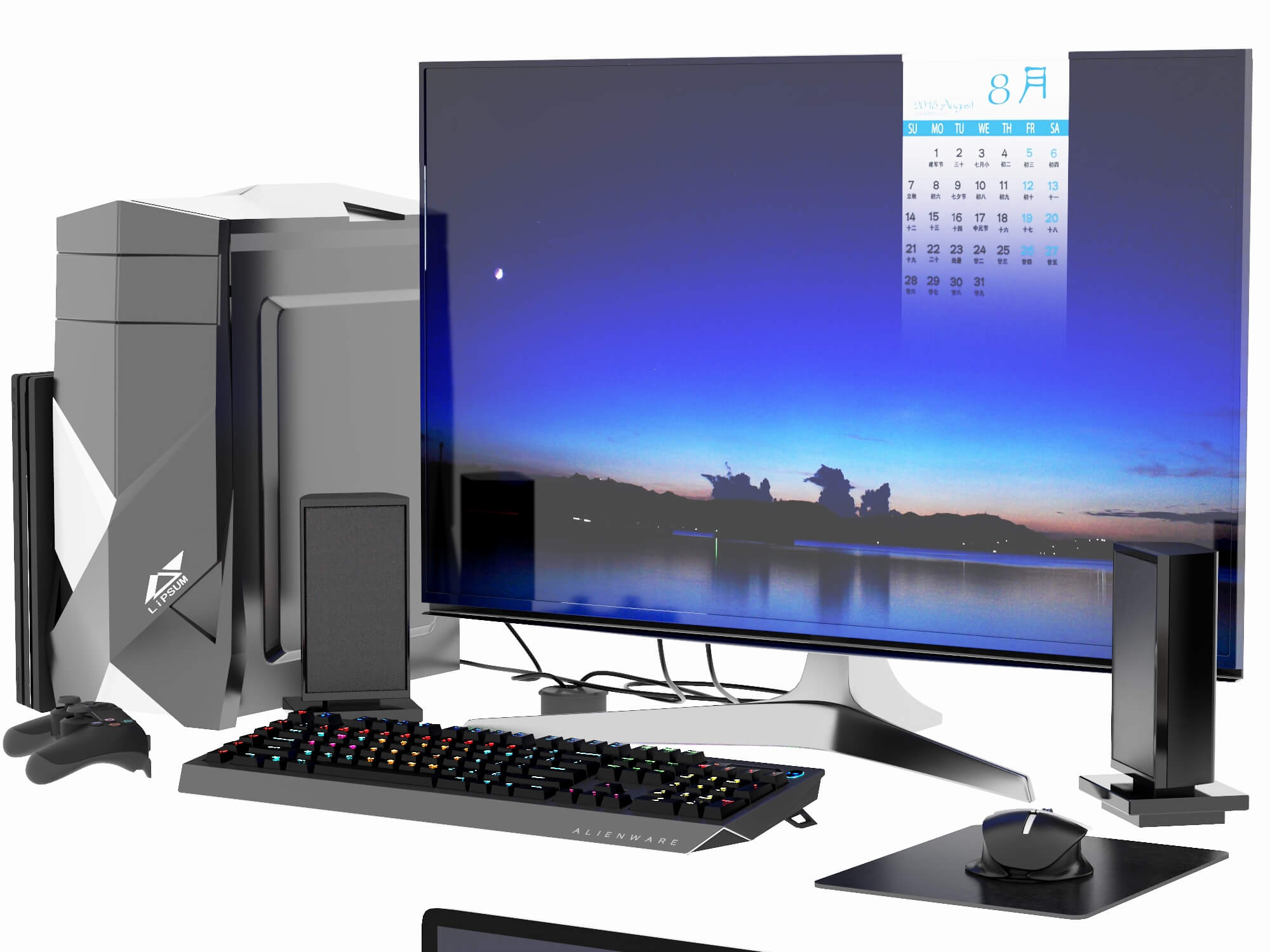 Computer Desk Setups Collection Gaming and Office 3D Model