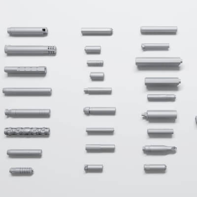 Cylindrical Mechanical Parts and Suppressor Style Collection