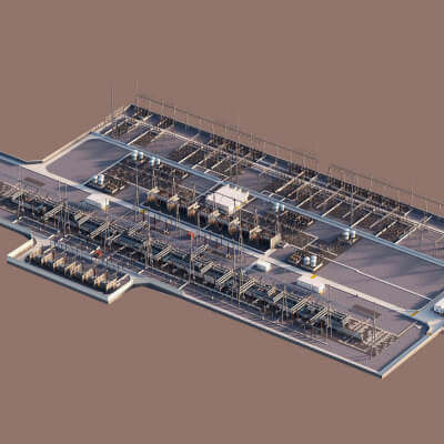 Electrical Substation and Power Infrastructure Scene