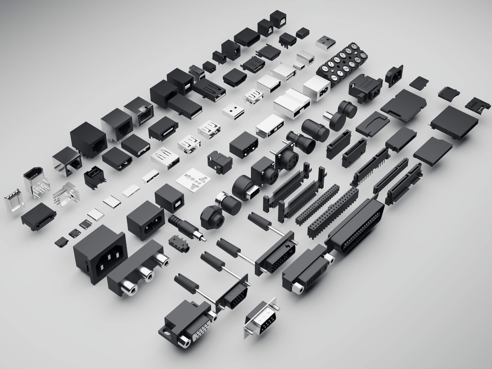 Electronic Connectors and Ports Collection 3D Model