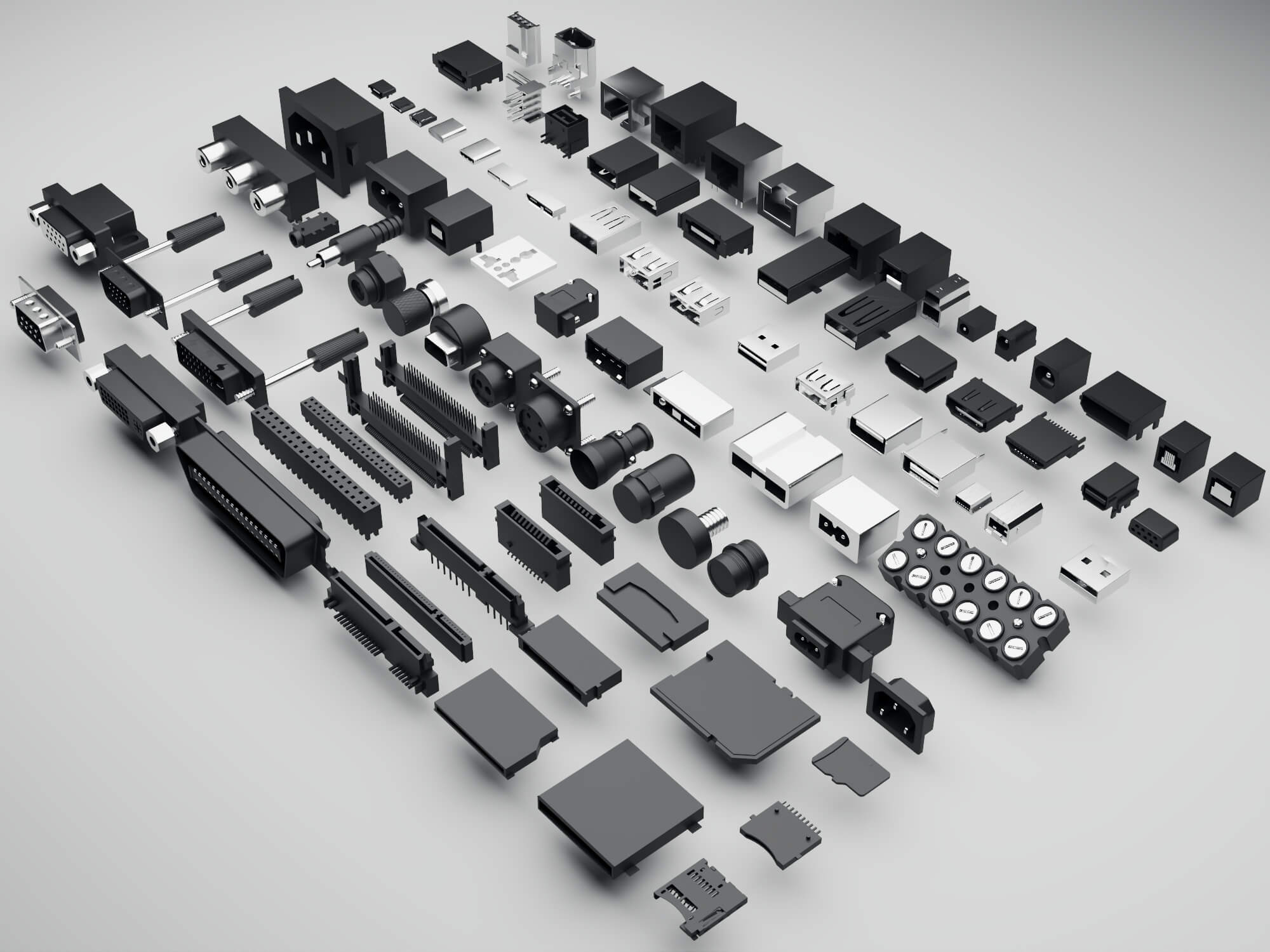 Electronic Connectors and Ports Collection 3D Model