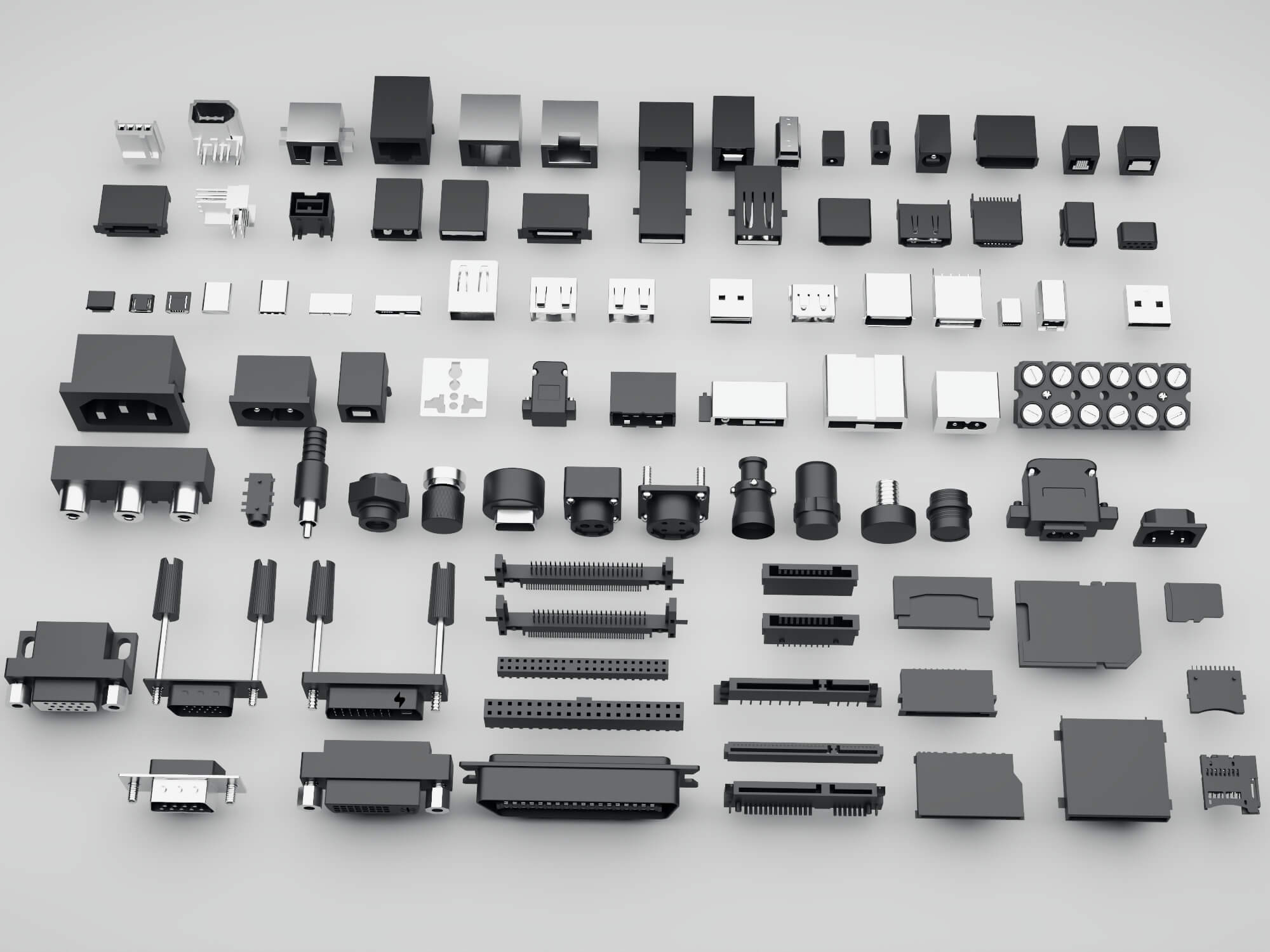 Electronic Connectors and Ports Collection 3D Model
