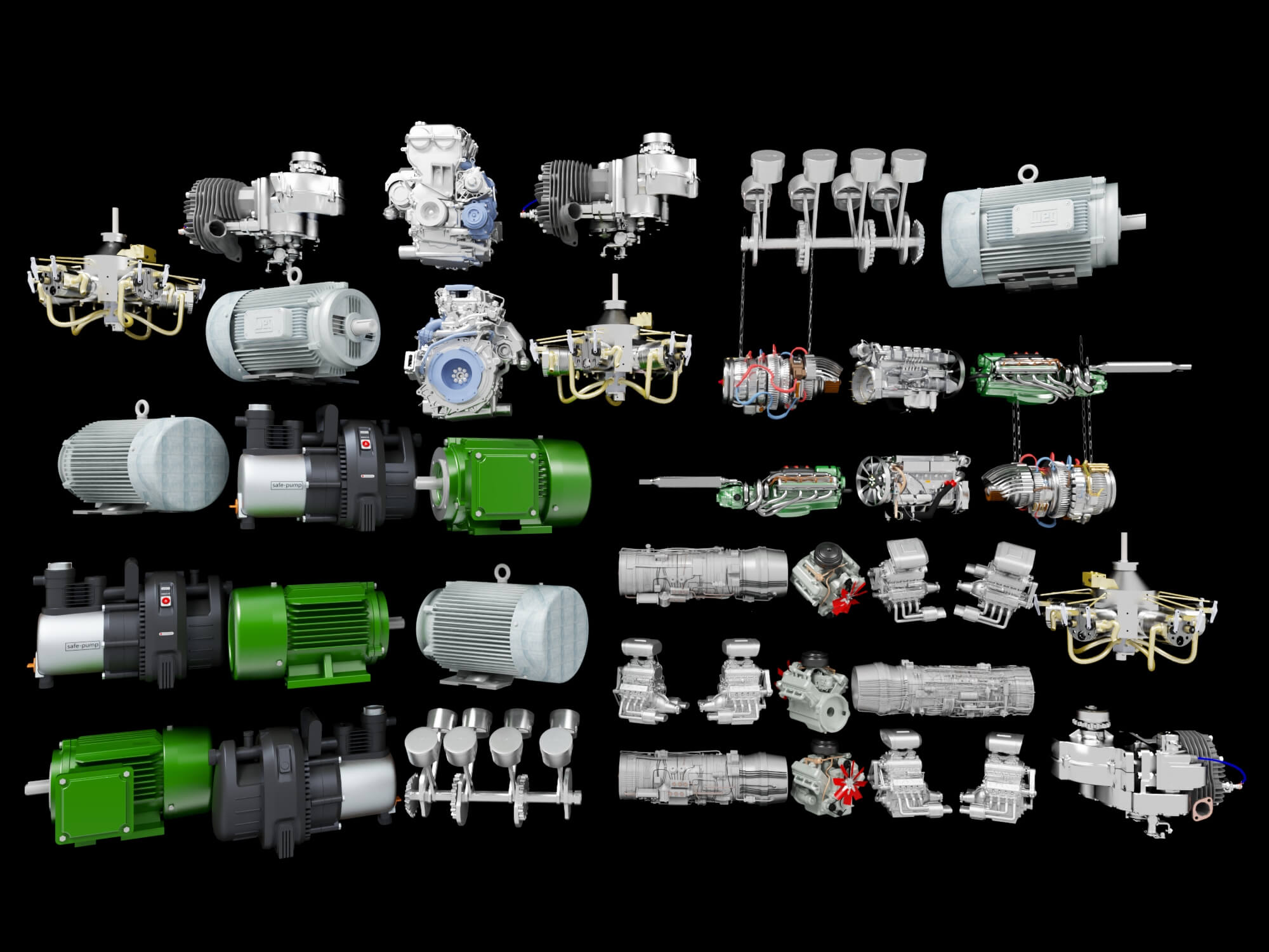 Engines Motors and Pumps Mechanical Collection 3D Model