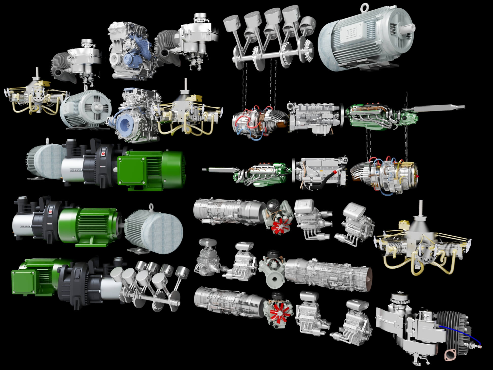 Engines Motors and Pumps Mechanical Collection 3D Model