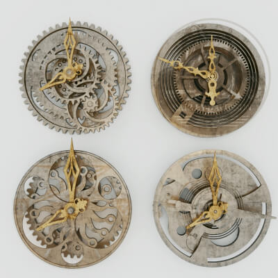 Industrial Gear Wall Clocks Collection 3D Model