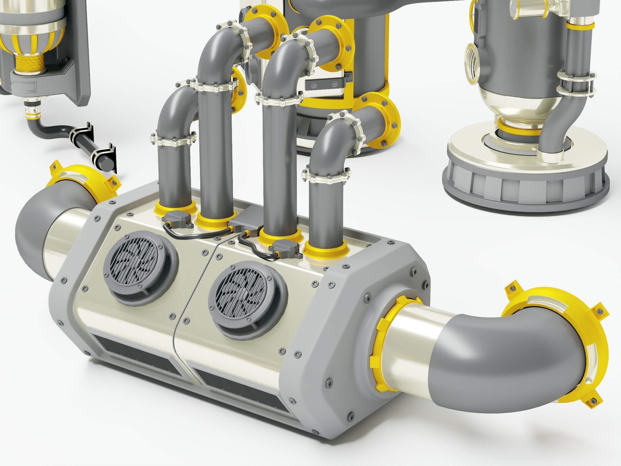 Industrial Pipes and Machinery Equipment Collection 3D Model