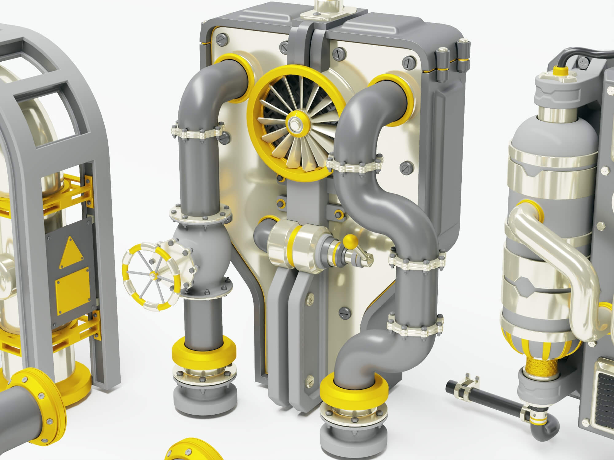 Industrial Pipes and Machinery Equipment Collection 3D Model