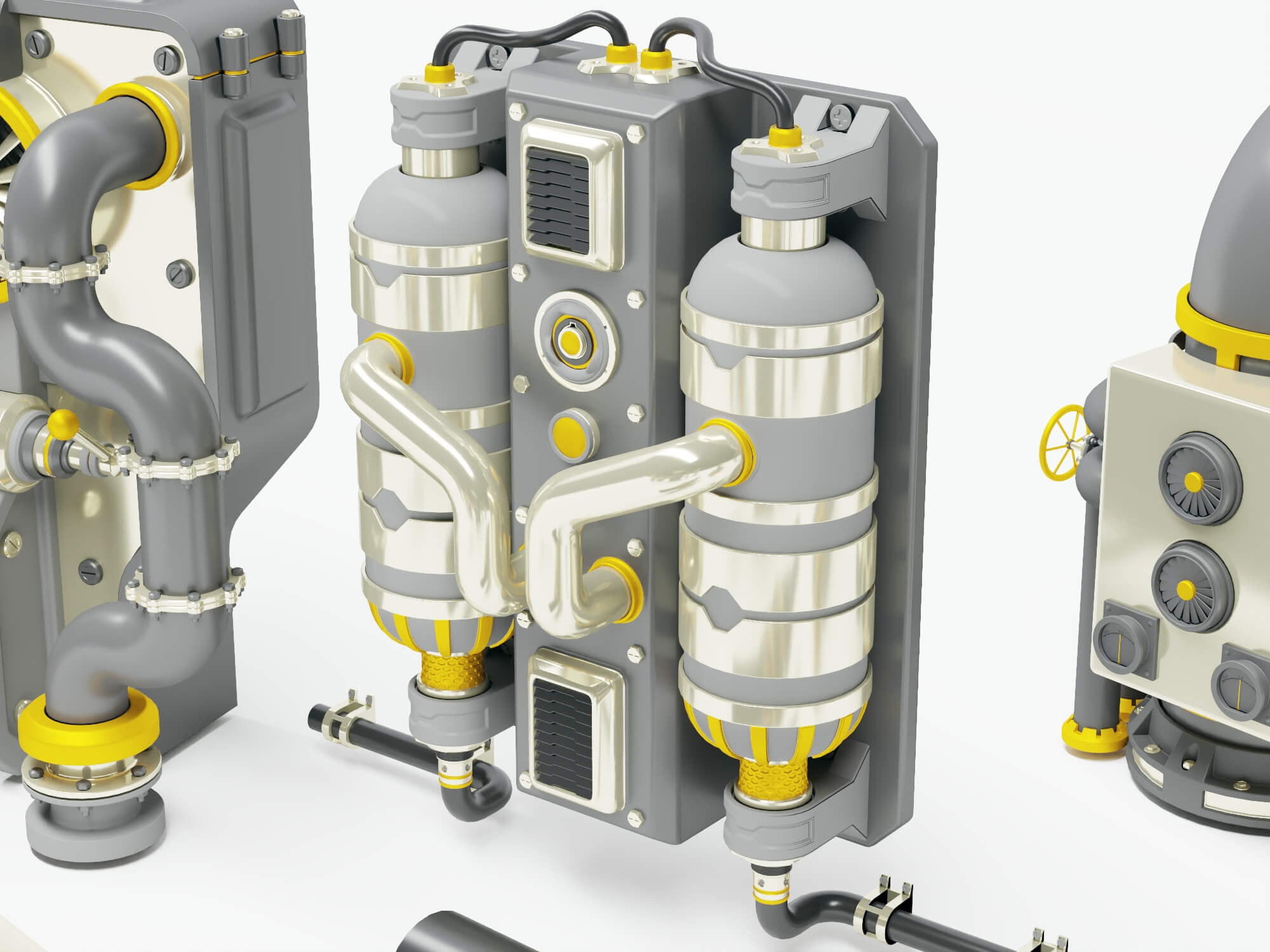 Industrial Pipes and Machinery Equipment Collection 3D Model