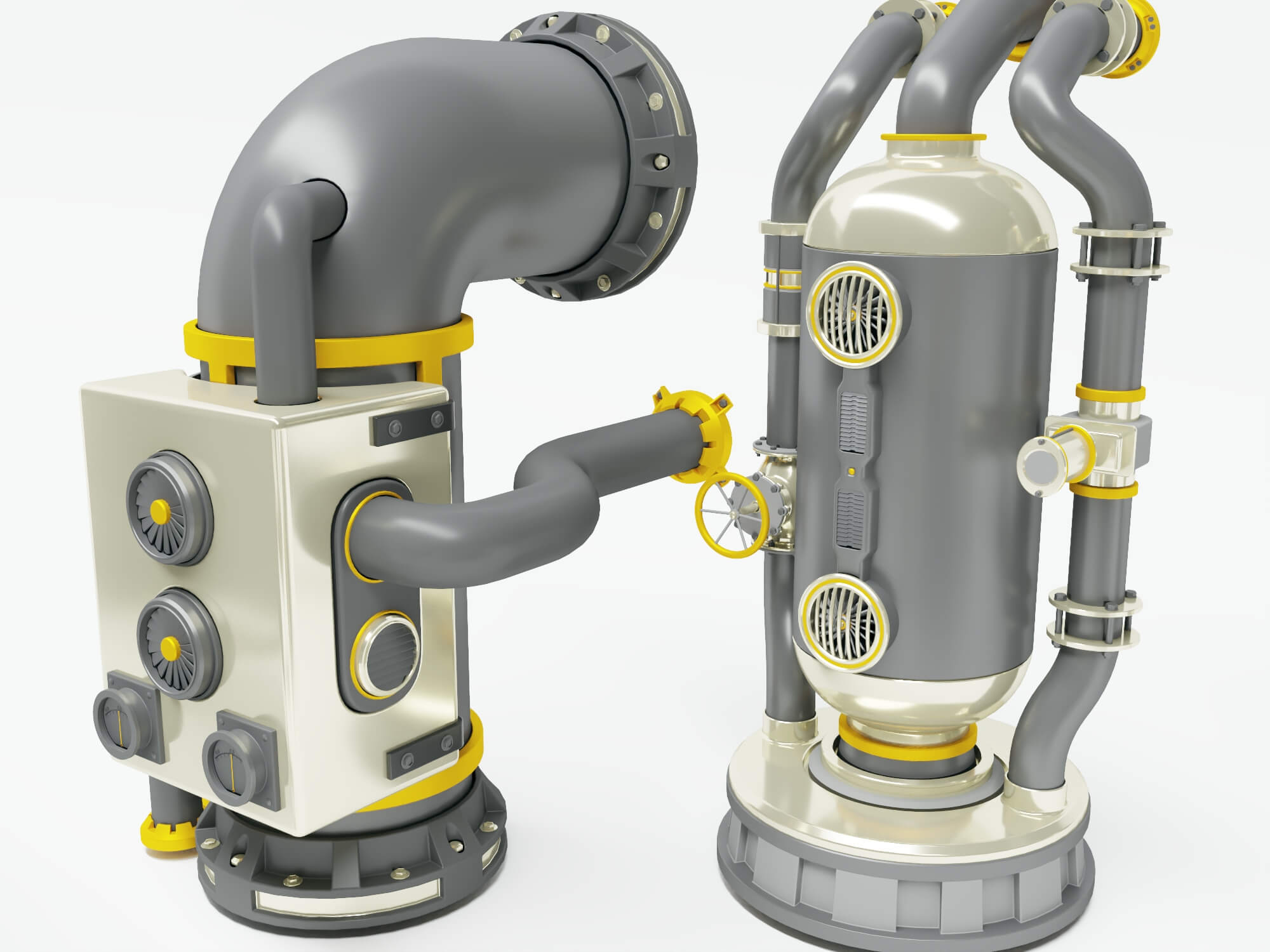 Industrial Pipes and Machinery Equipment Collection 3D Model