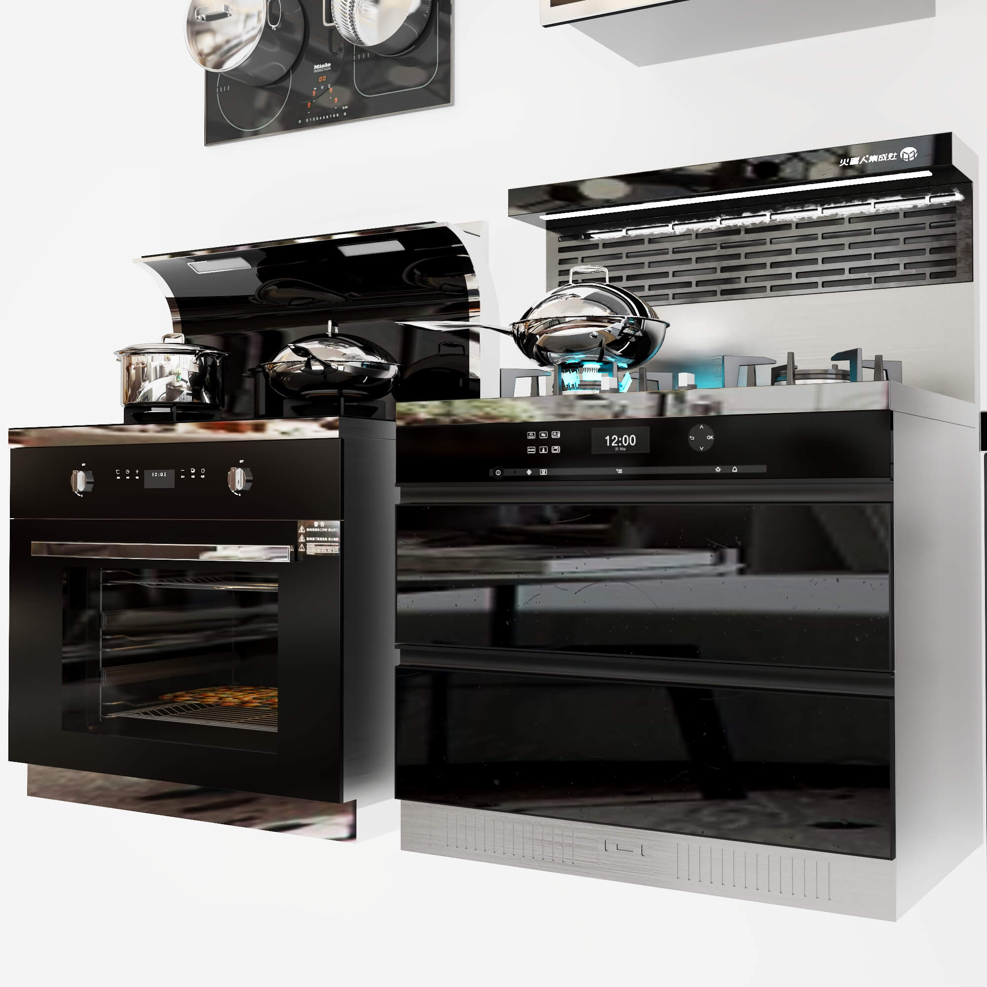 Kitchen Stoves Ovens and Range Hoods Collection 3D Model