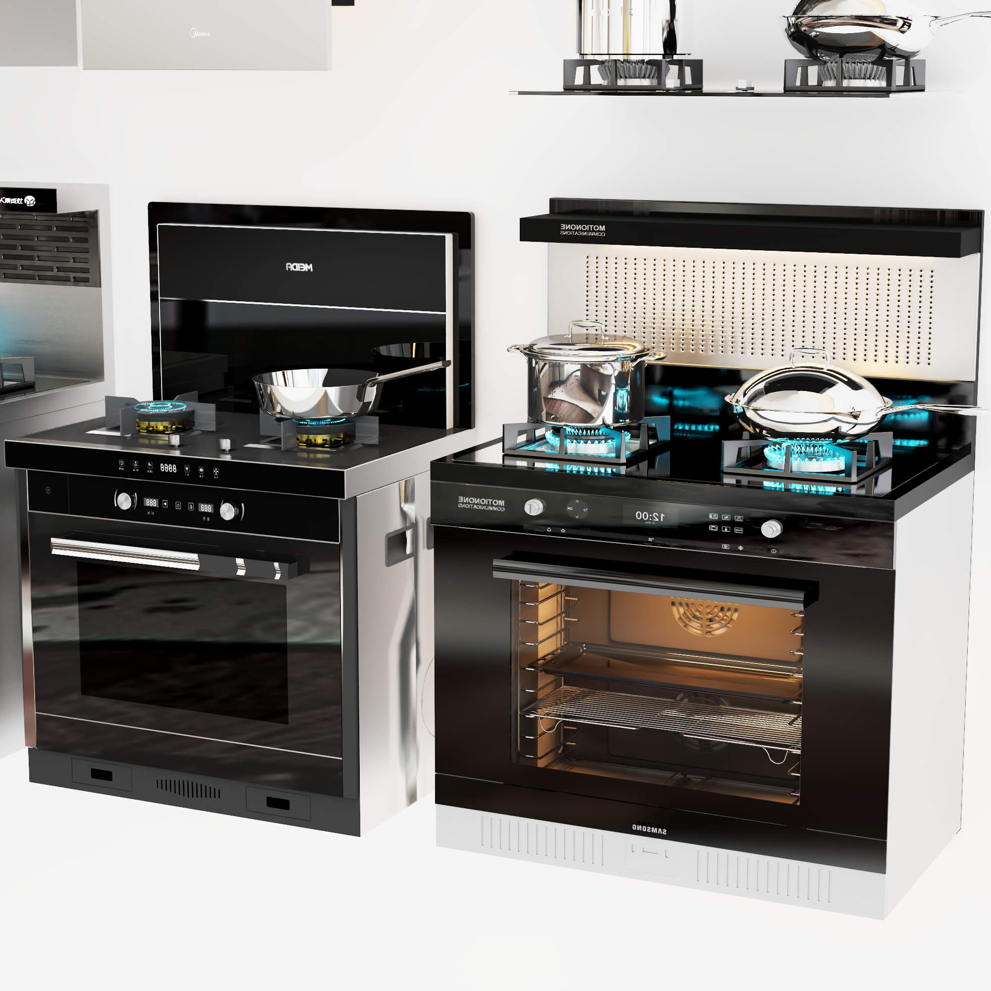 Kitchen Stoves Ovens and Range Hoods Collection 3D Model