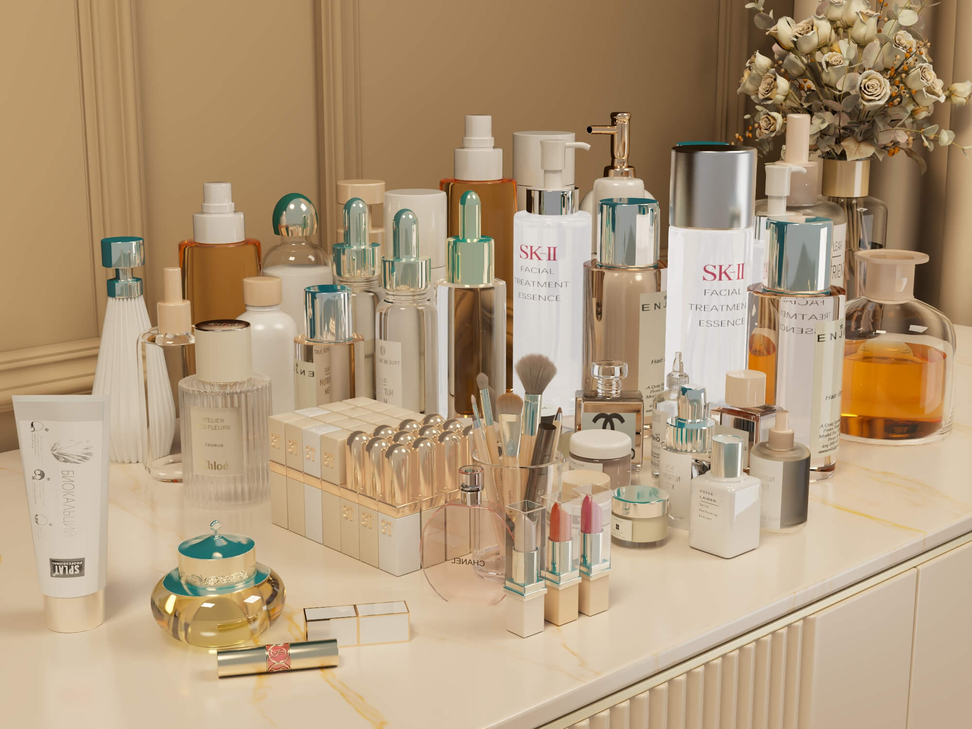 Luxury Cosmetics and Skincare Products Collection 3D Model
