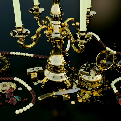 Luxury Gold Jewelry and Treasure Props Collection