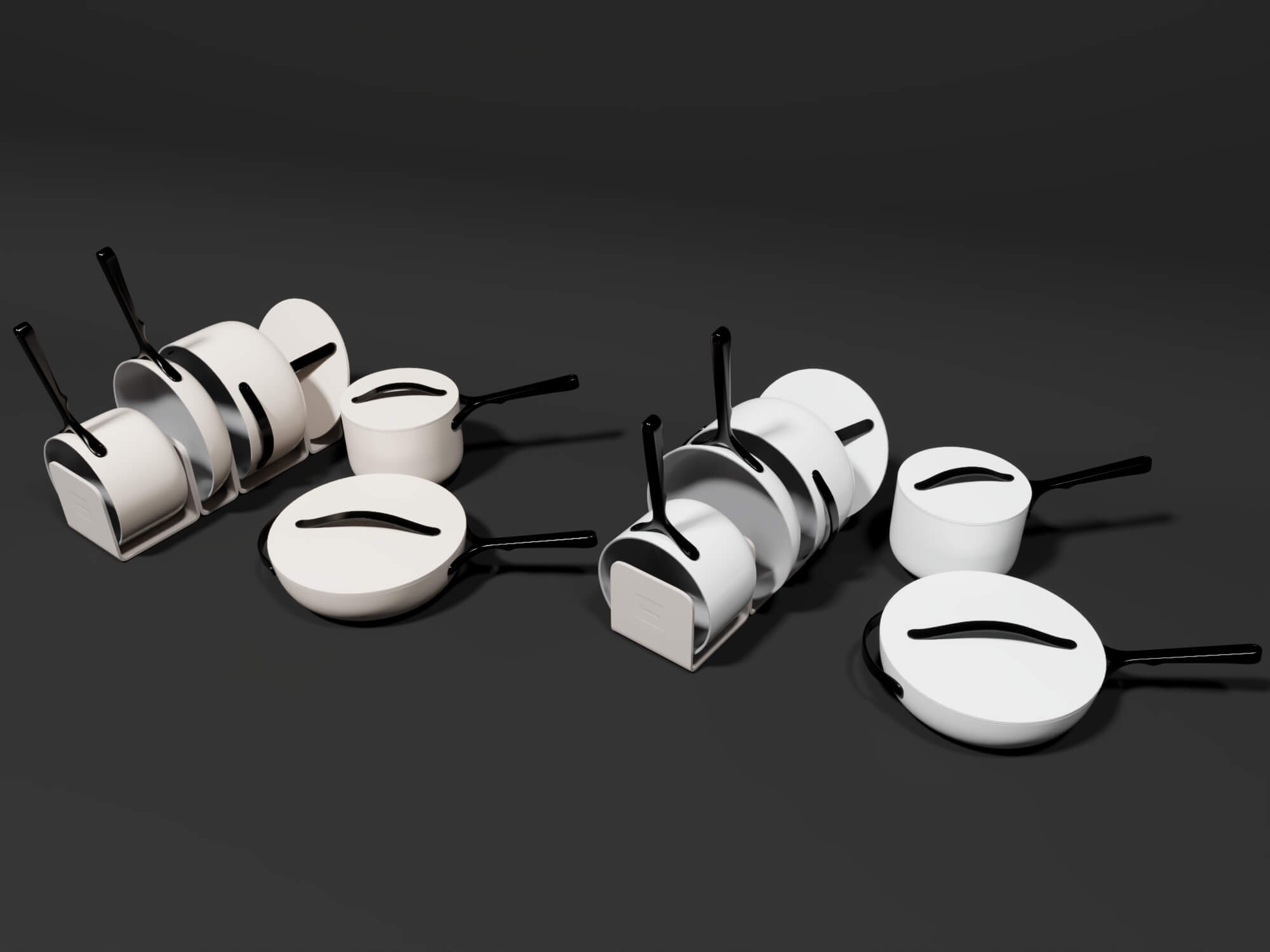 Modern Cookware Set Pots and Pans Collection 3D Model