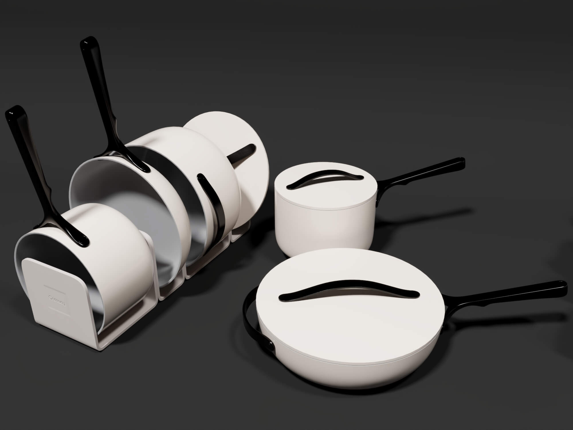 Modern Cookware Set Pots and Pans Collection 3D Model
