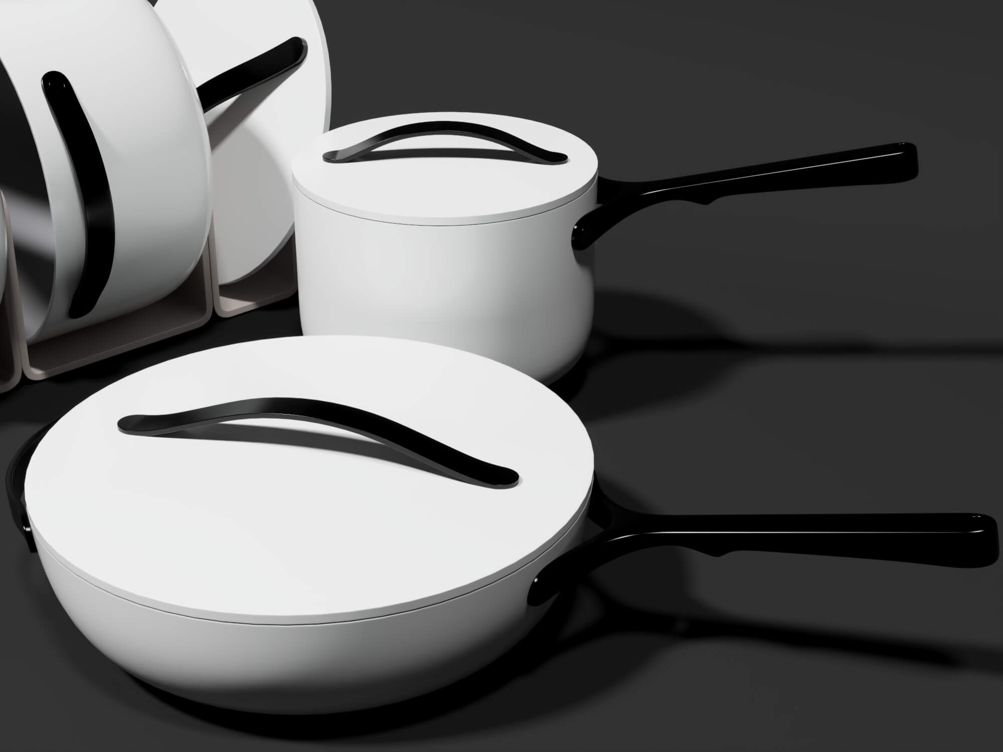 Modern Cookware Set Pots and Pans Collection 3D Model
