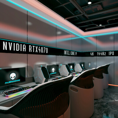 Modern Gaming Room and Esports Cafe Interior