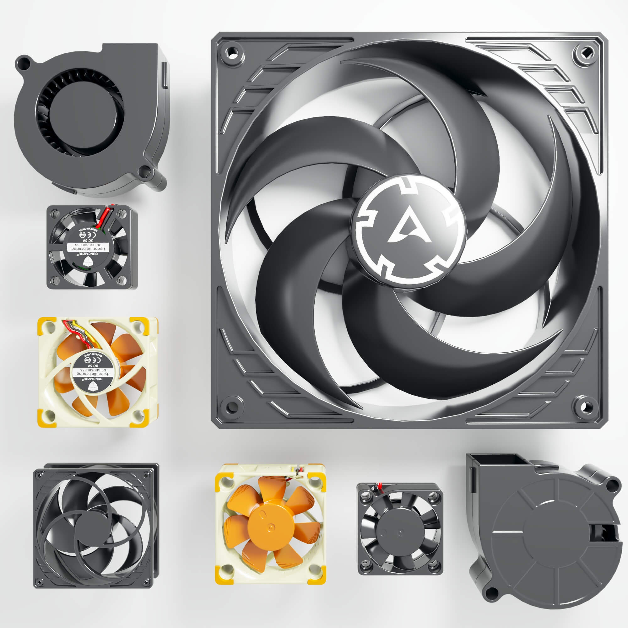 PC Cooling Fans Collection Case Fans and Blowers 3D Model