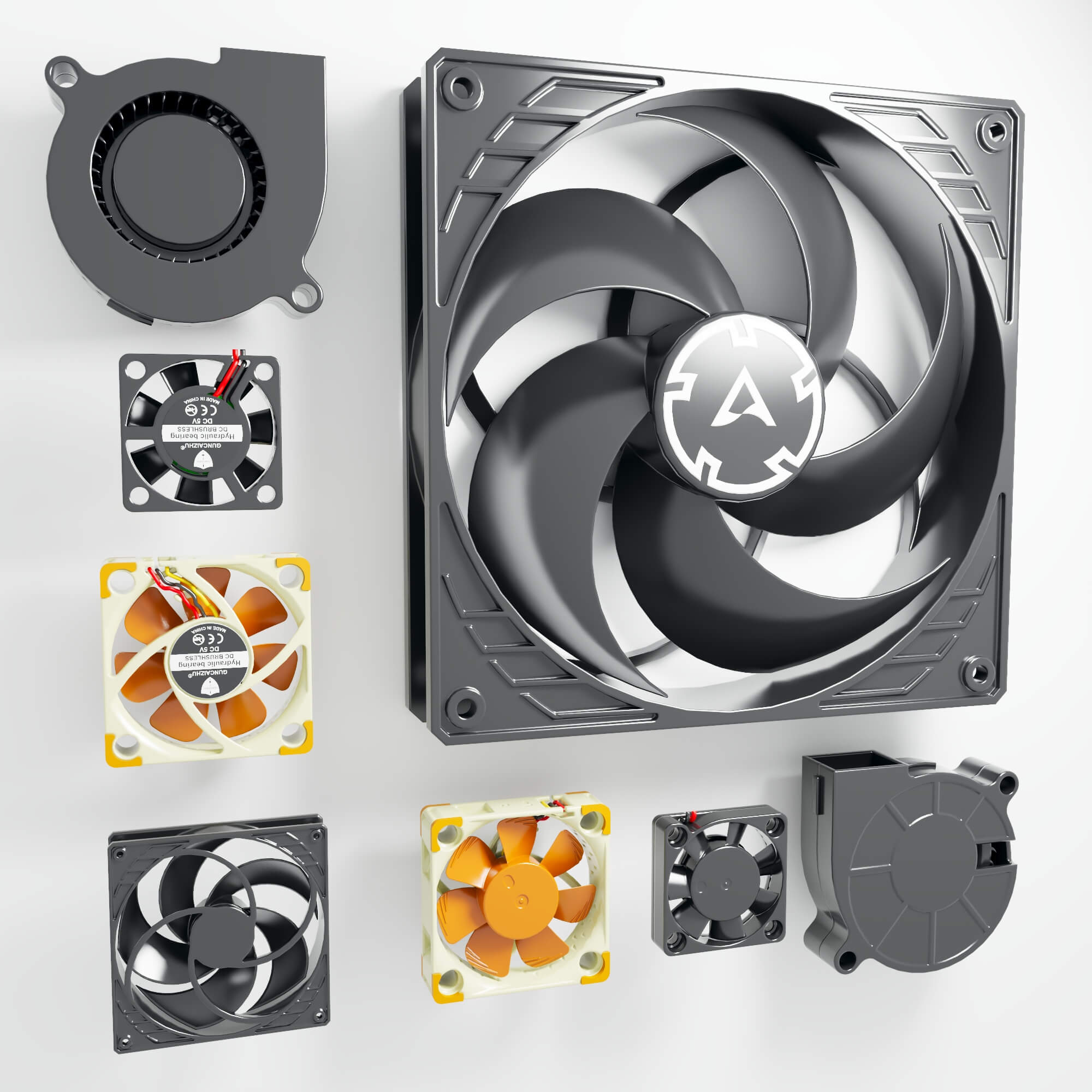 PC Cooling Fans Collection Case Fans and Blowers 3D Model