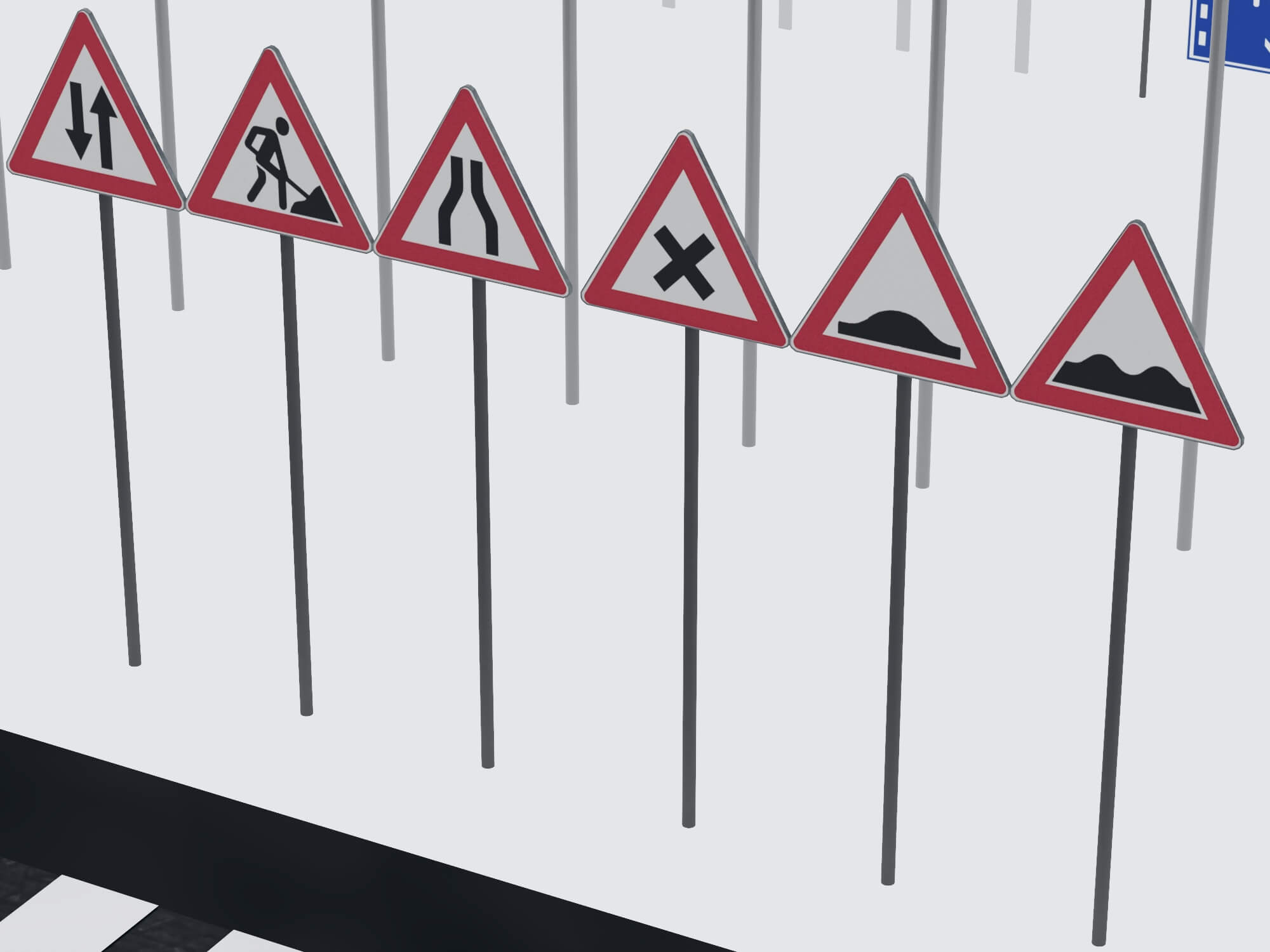 Road Markings and Traffic Signs Collection 3D Model