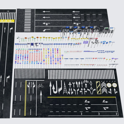 Road Markings and Traffic Signs Collection