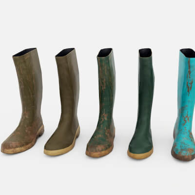 Rubber Boots and Rain Boots Collection 3D Model