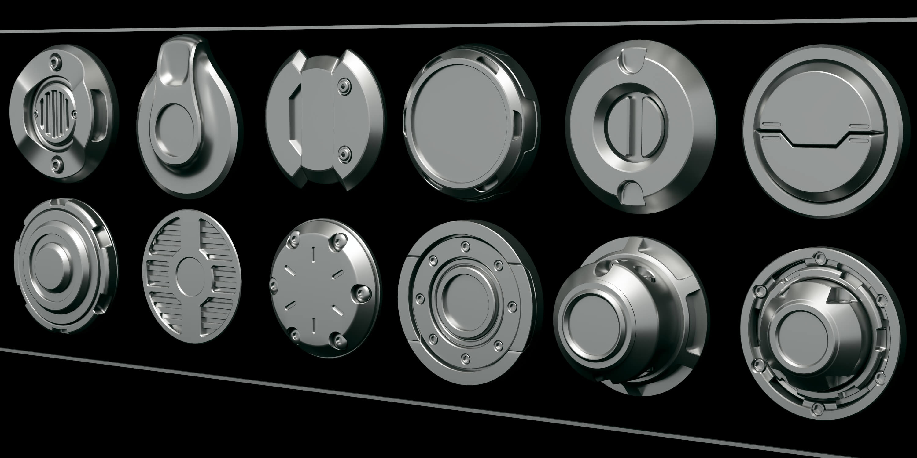 Sci-Fi Hard Surface Mechanical Parts Collection 3D Model