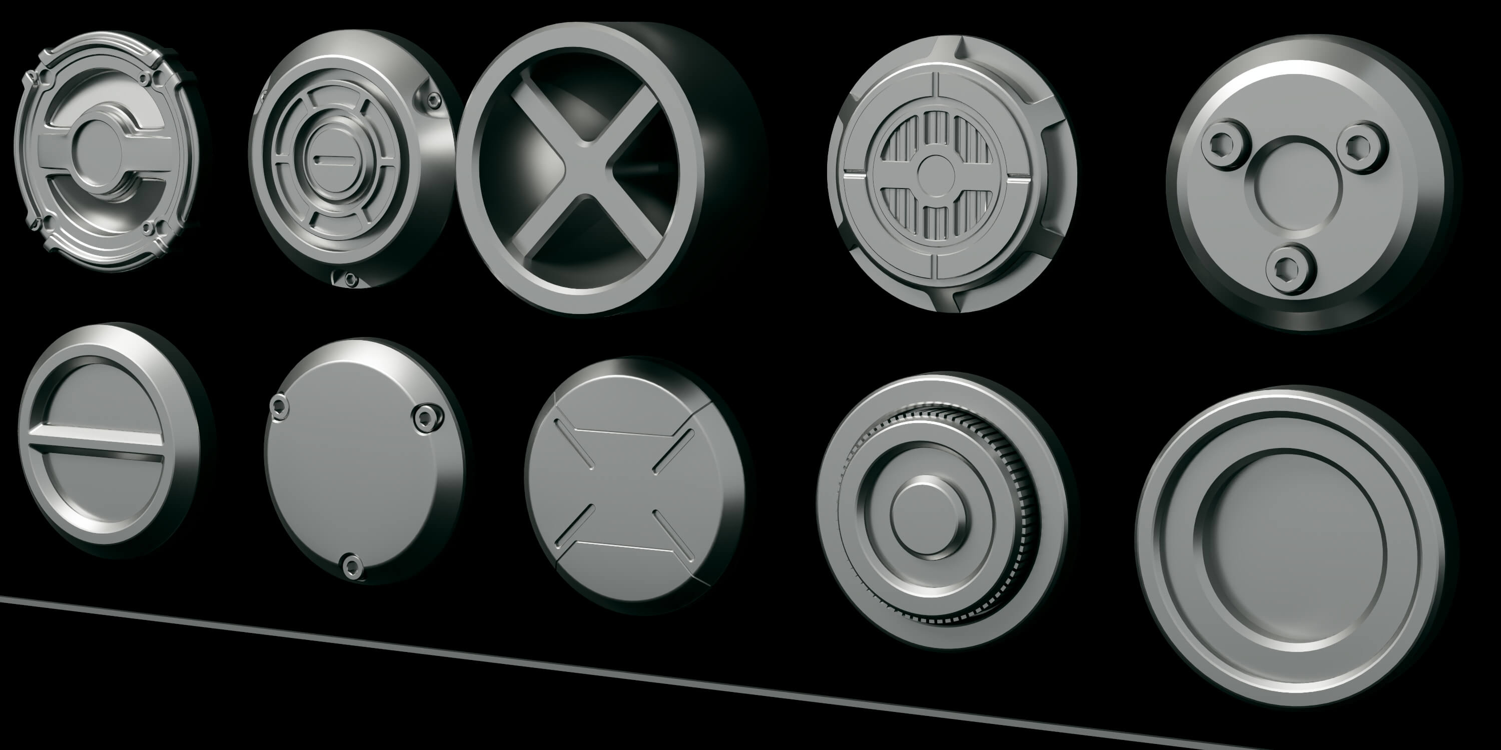 Sci-Fi Hard Surface Mechanical Parts Collection 3D Model