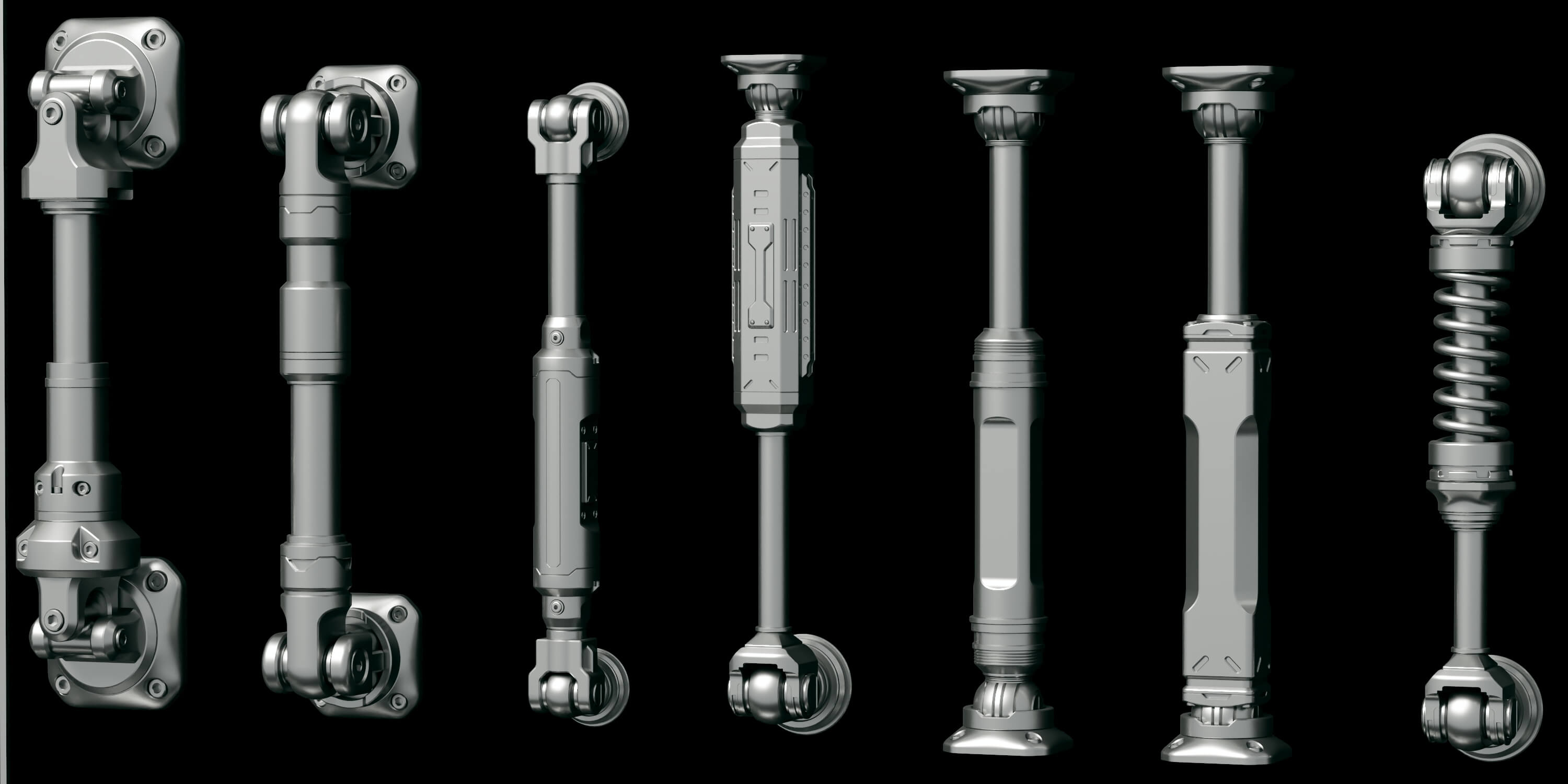 Sci-Fi Hard Surface Mechanical Parts Collection 3D Model