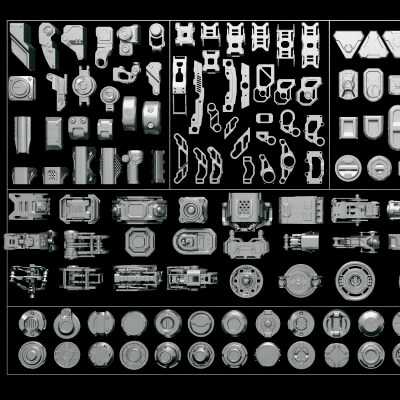 Sci-Fi Hard Surface Mechanical Parts Collection
