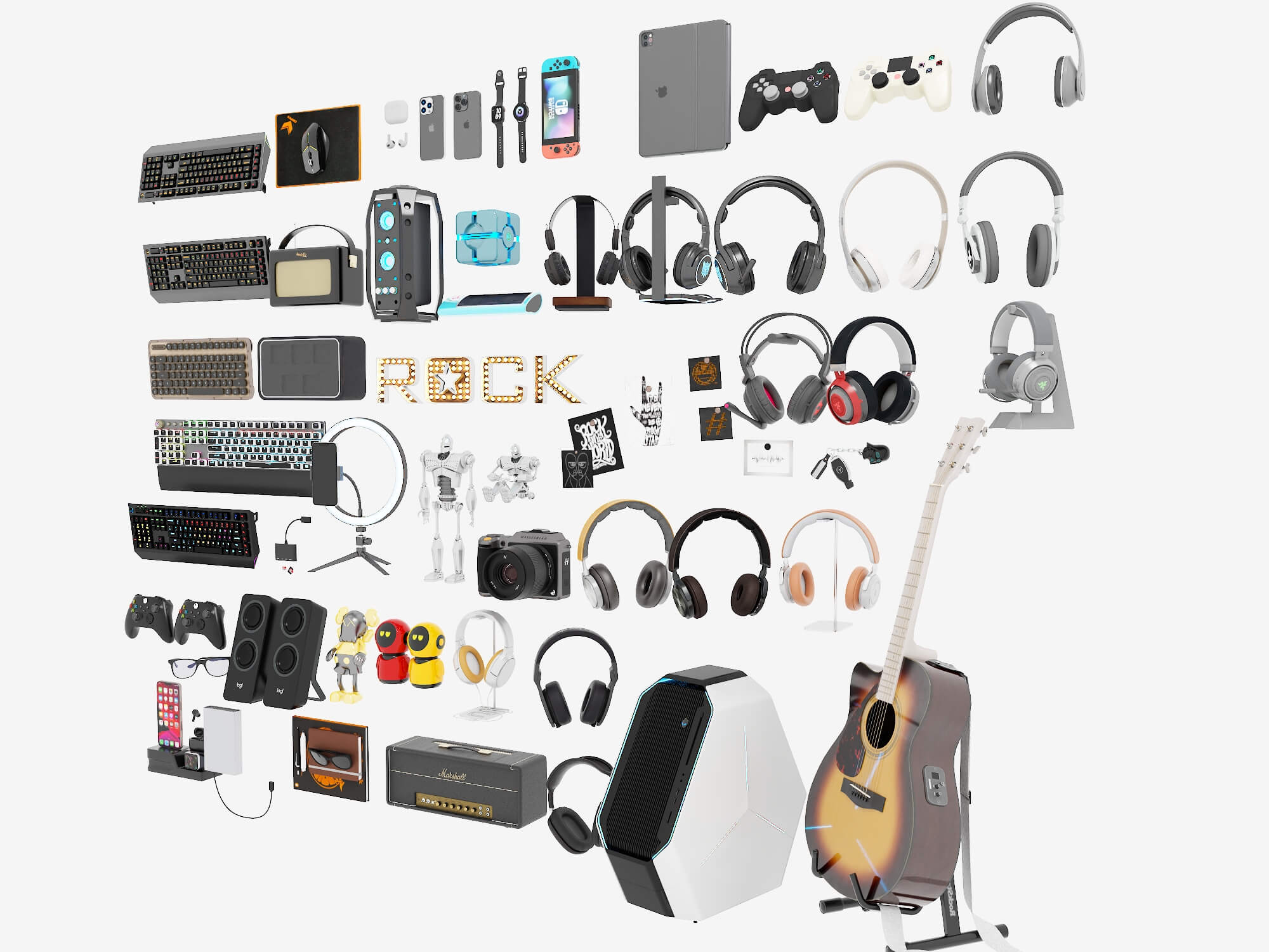 Tech Gadgets and Gaming Peripherals Collection 3D Model