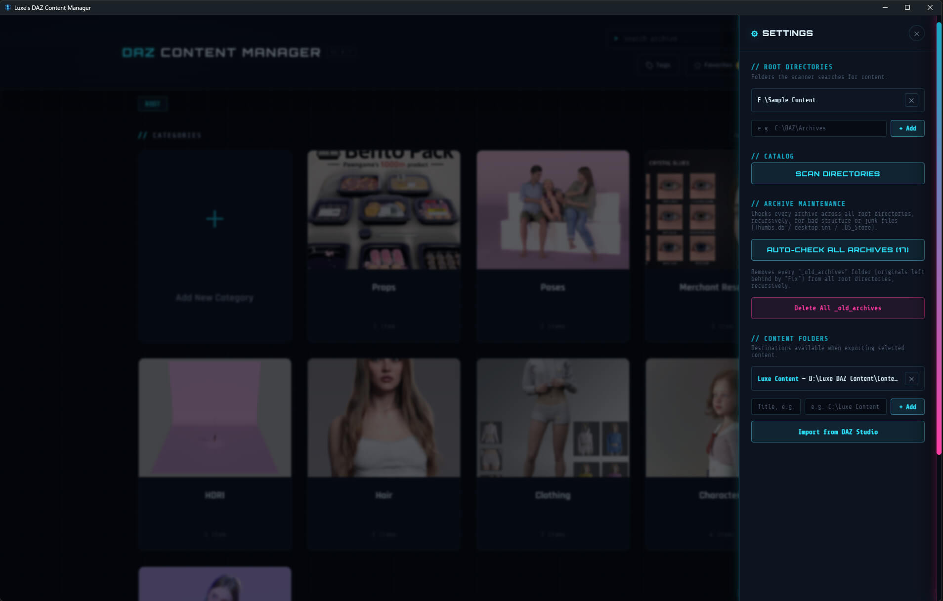 Luxes DAZ Content Manager Daz Content