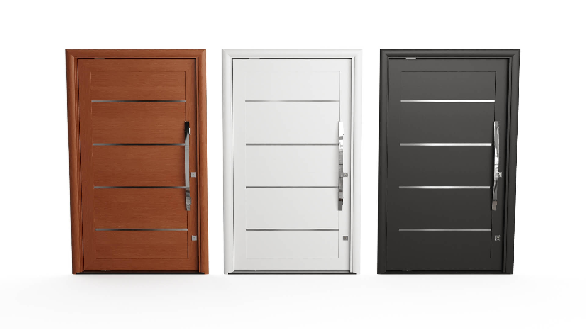Modern Aluminum Pivot Door Collection in 3 Finishes 3D Model
