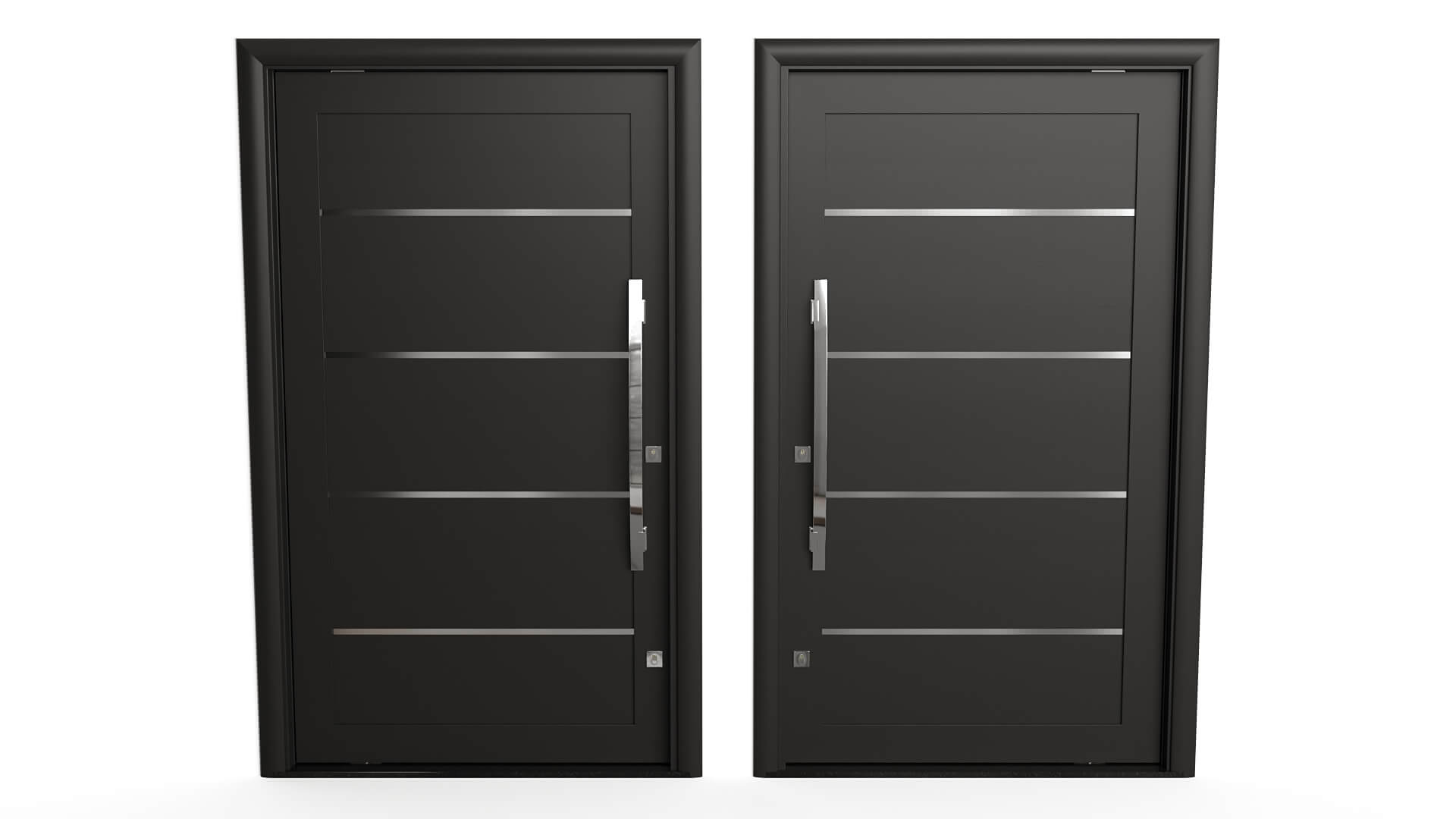 Modern Aluminum Pivot Door Collection in 3 Finishes 3D Model