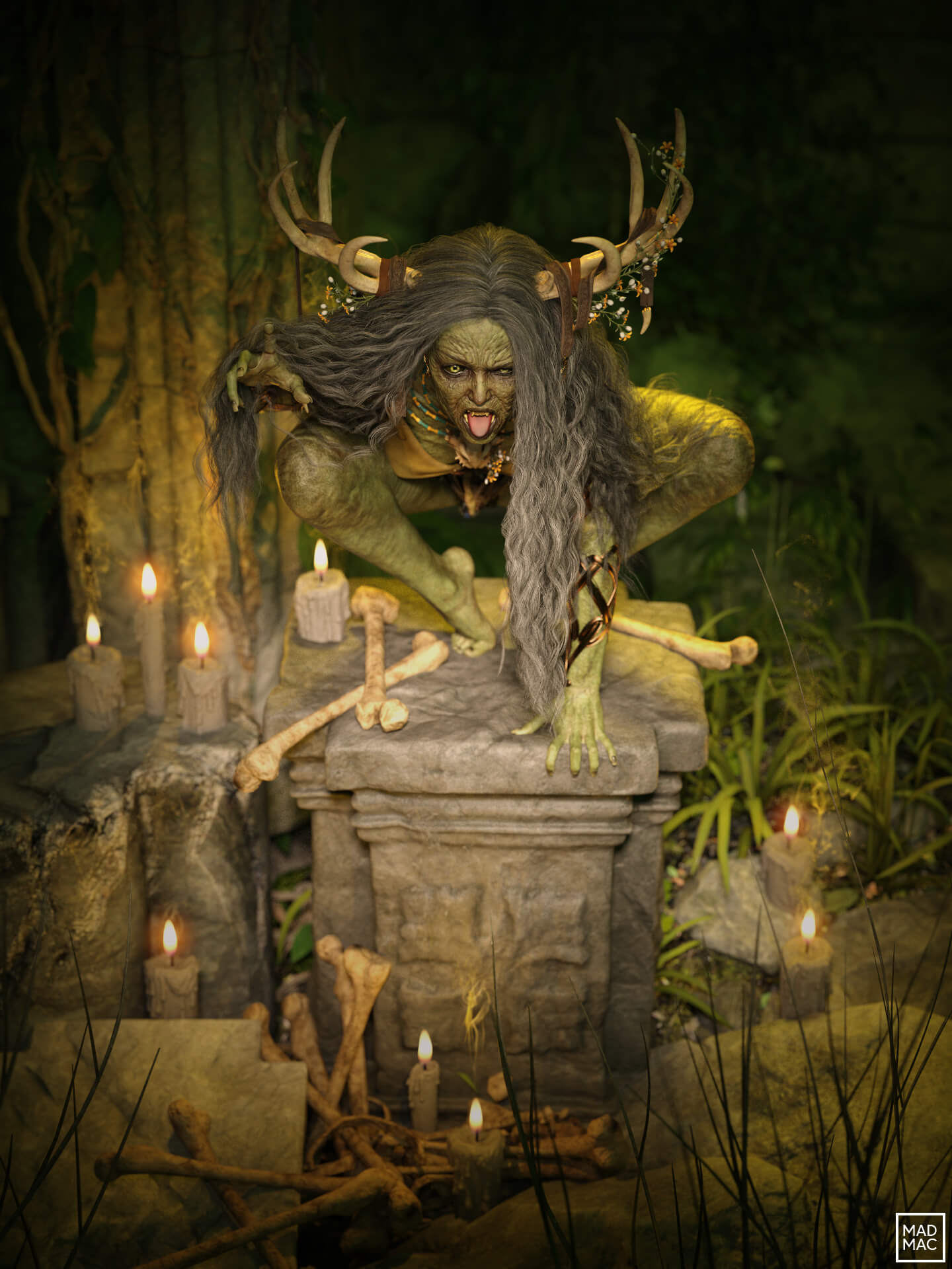 The Horned Hag 3D Render, Digital Artwork by Mad Mac