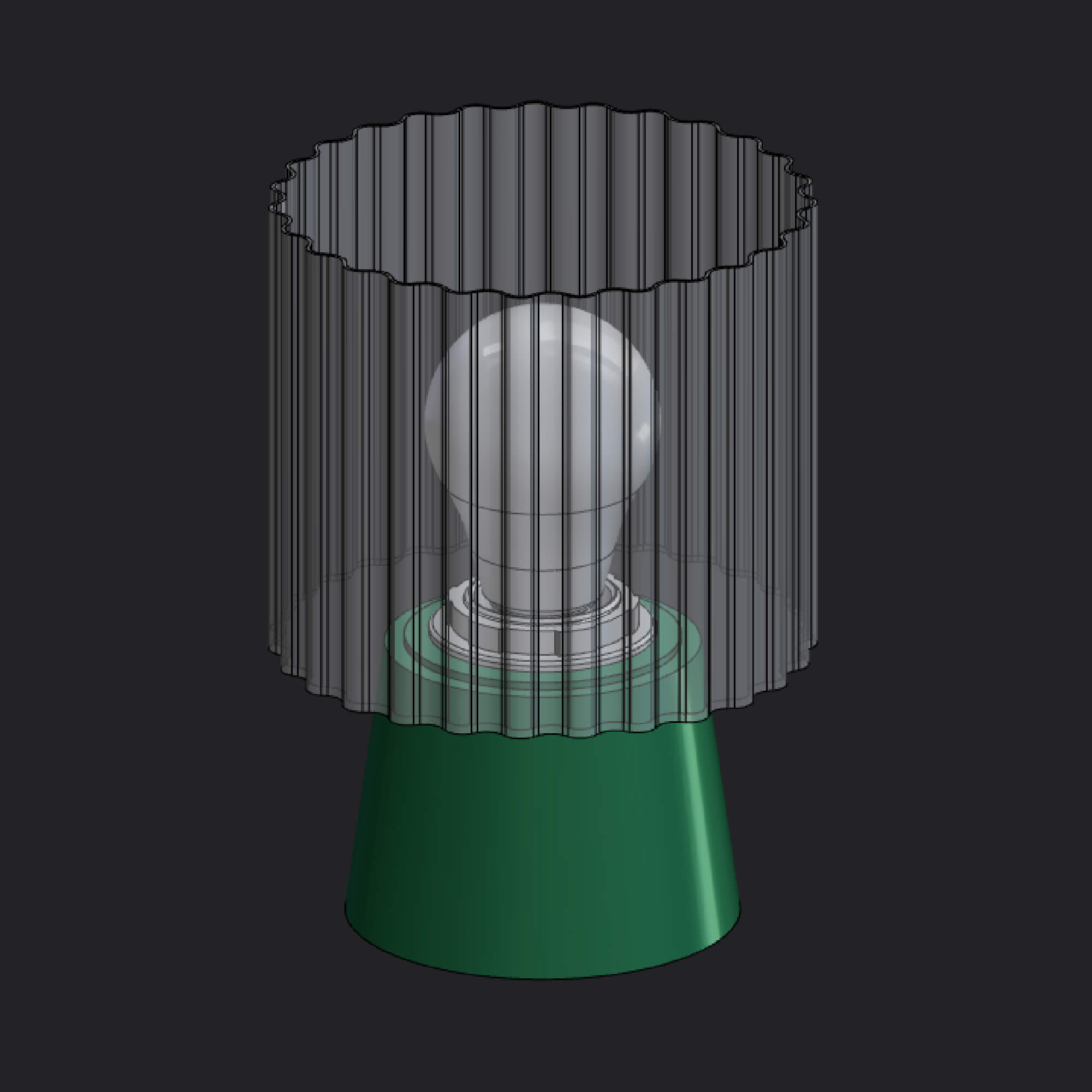 Modern Ribbed Table Lamp 3D Model for E27 Bulb Bedside Night 3D Model