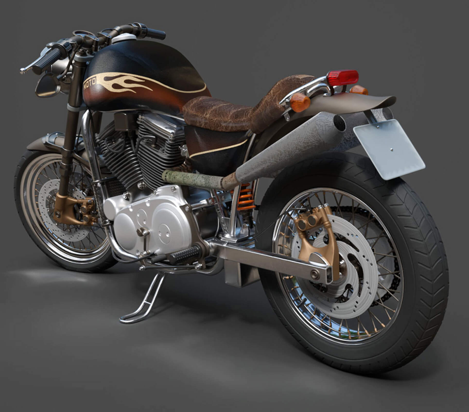 Motorcycles - Custom Cruiser Motorcycle - High-Poly 3D Model 3D Model