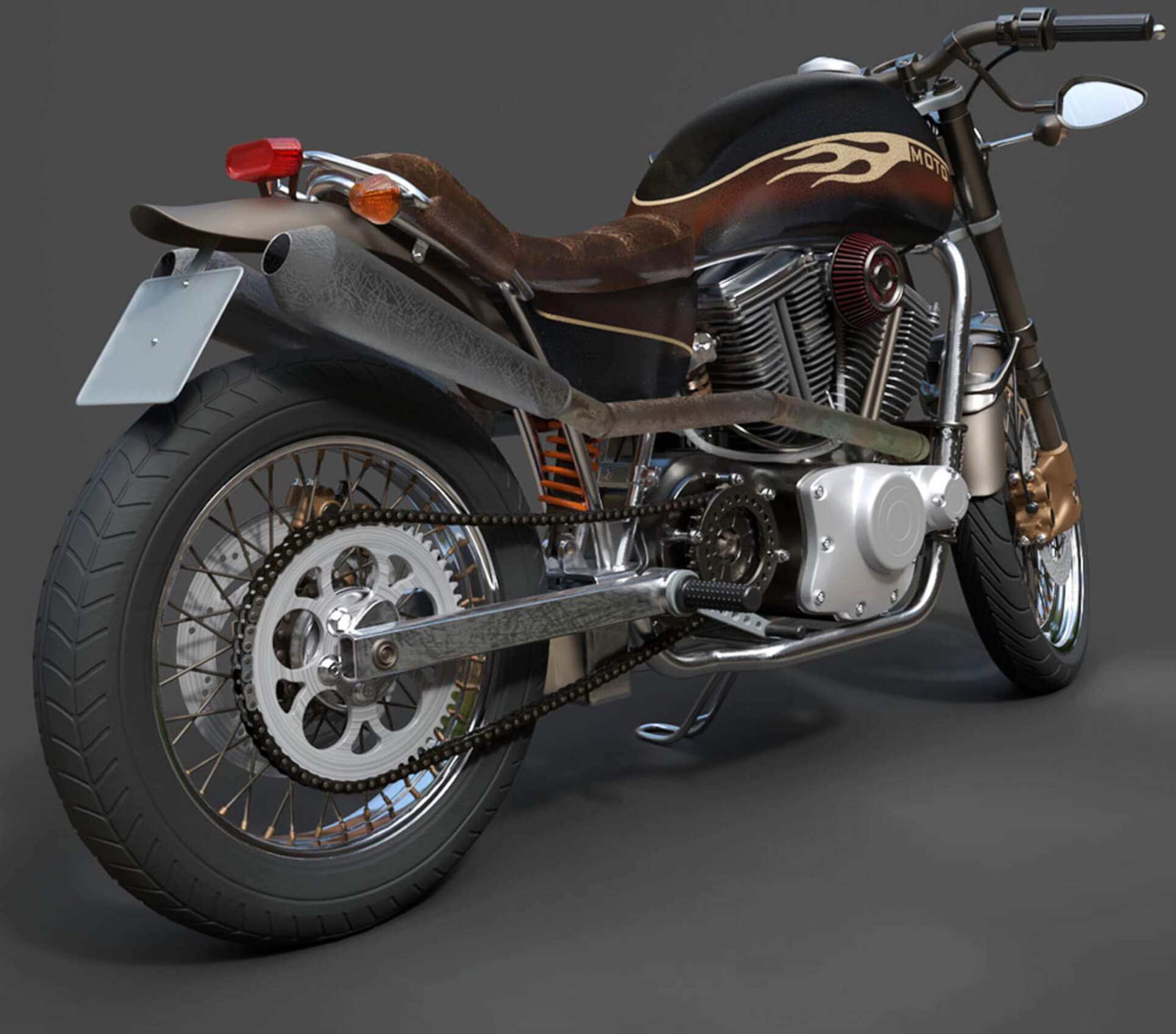 Motorcycles - Custom Cruiser Motorcycle - High-Poly 3D Model 3D Model