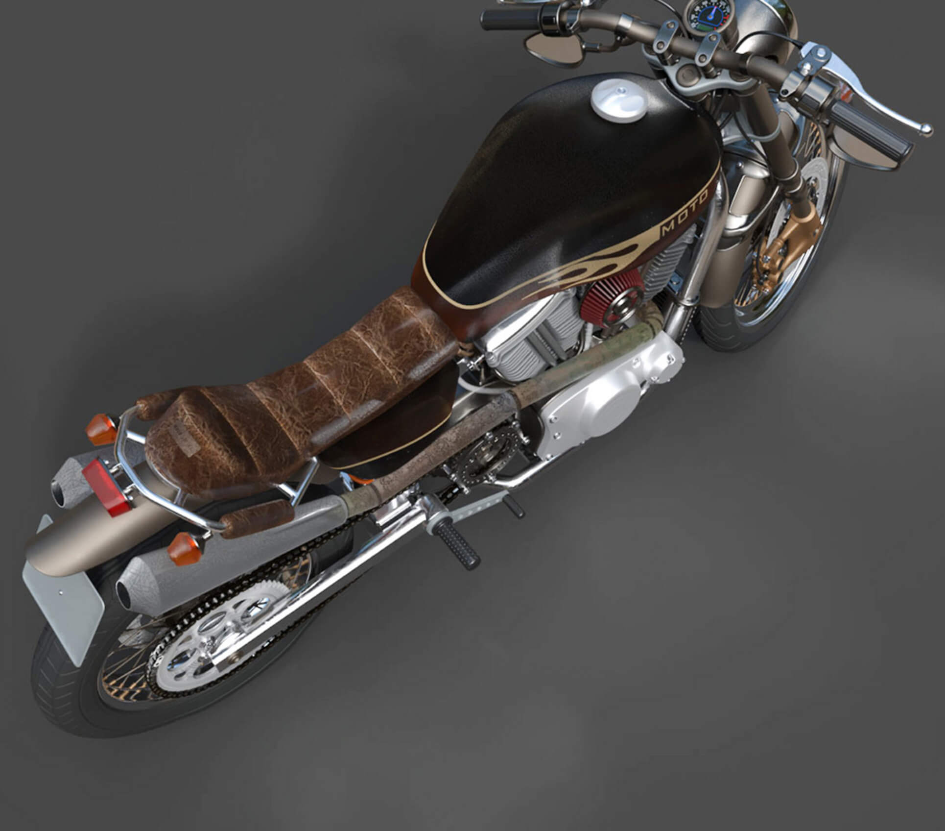 Motorcycles - Custom Cruiser Motorcycle - High-Poly 3D Model 3D Model