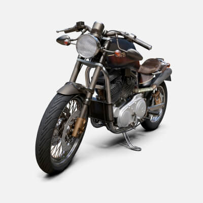 Motorcycles - Custom Cruiser Motorcycle - High-Poly 3D Model