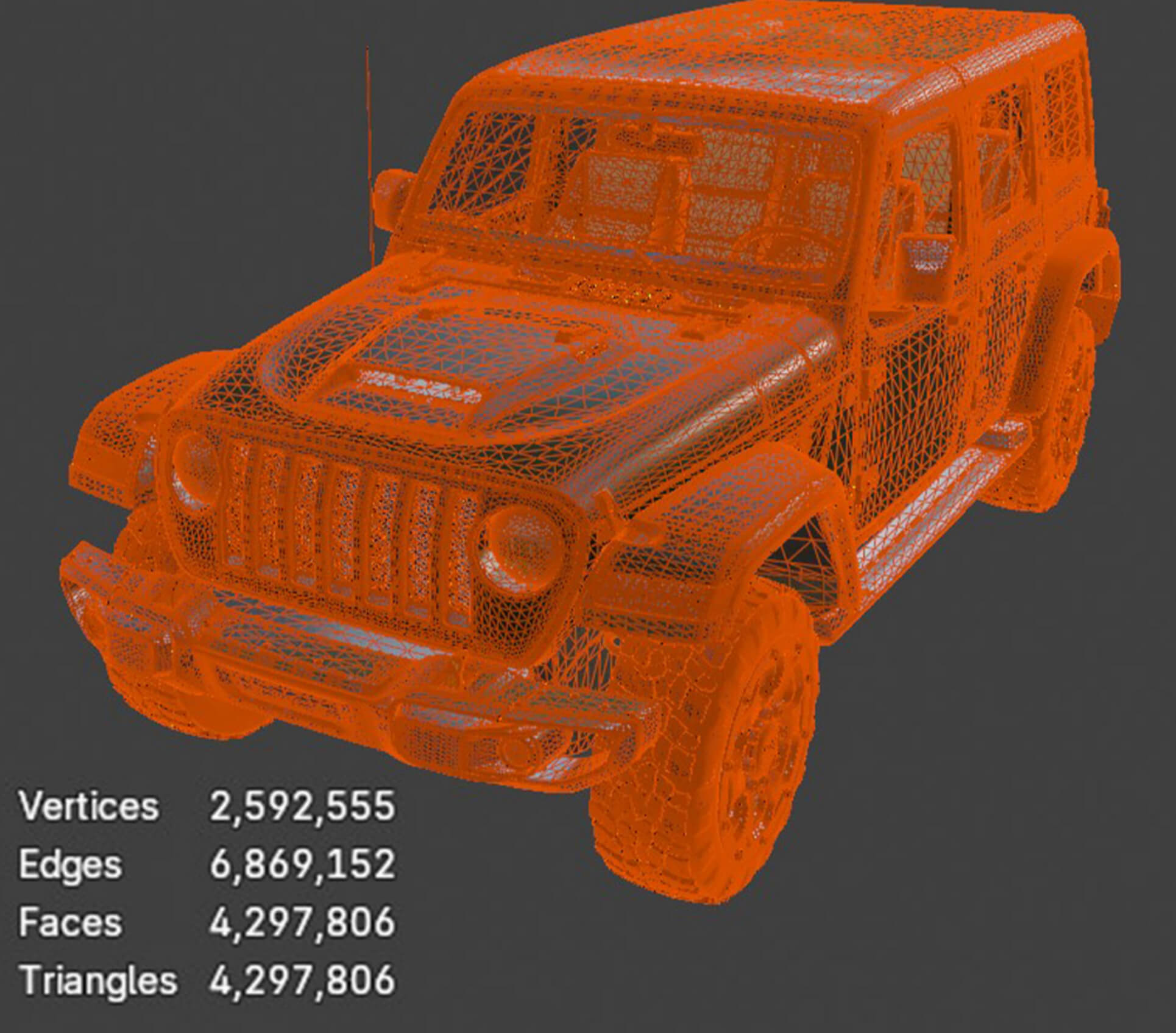 Jeep Wrangler Off-Road SUV High-Poly 3D Model 3D Model