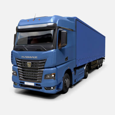 KAMAZ Heavy Cargo Truck High Poly 3D Model