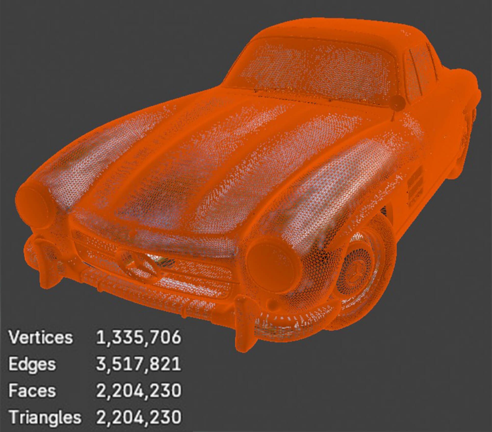 Mercedes-Benz W198 Classic Sports Car - High-Poly 3D Model 3D Model